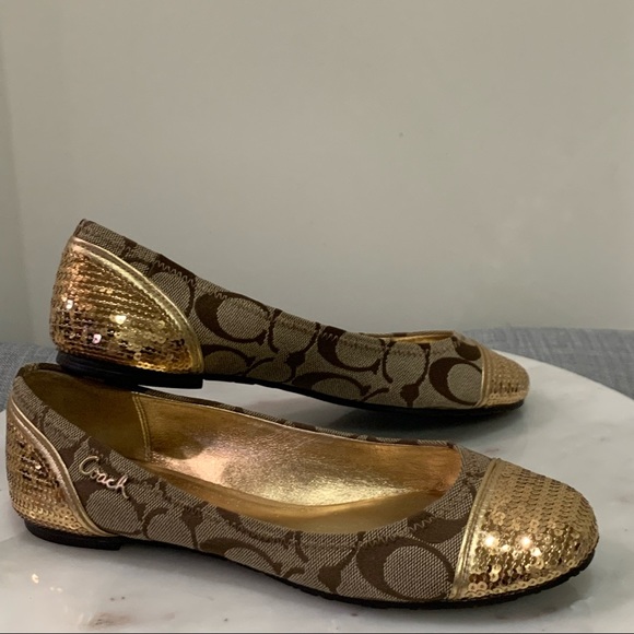 Coach Shoes | Coach Shine Flats with Gold Sequins 6B - Picture 3 of 4